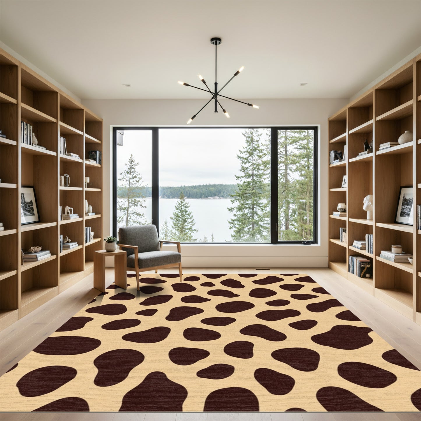 Brown Spots on Beige Contemporary Rug