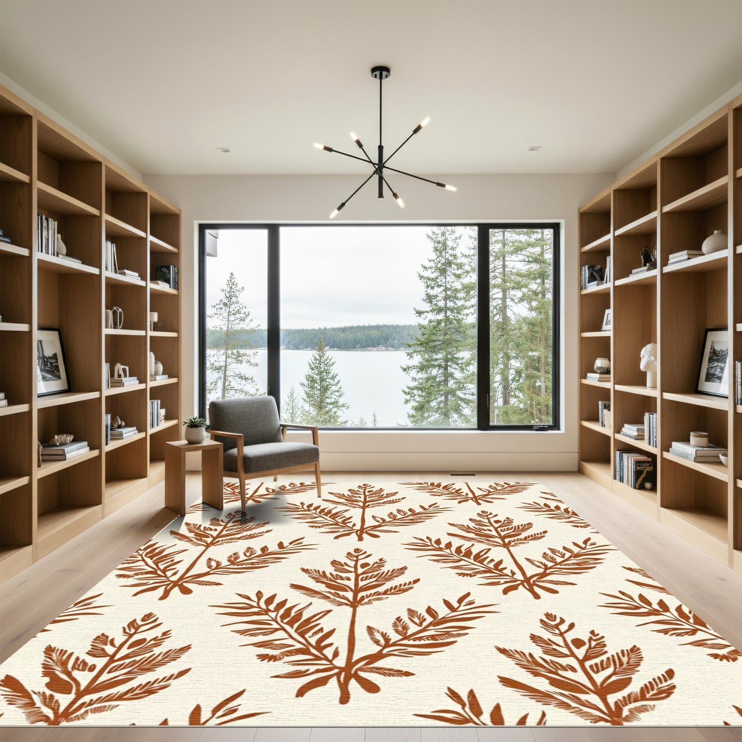 Terra Cotta Leaf Tree Cluster Rug