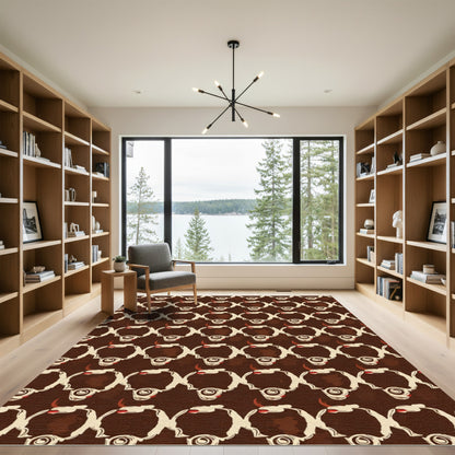 Rustic Cream Brown Abstract Chain Rug