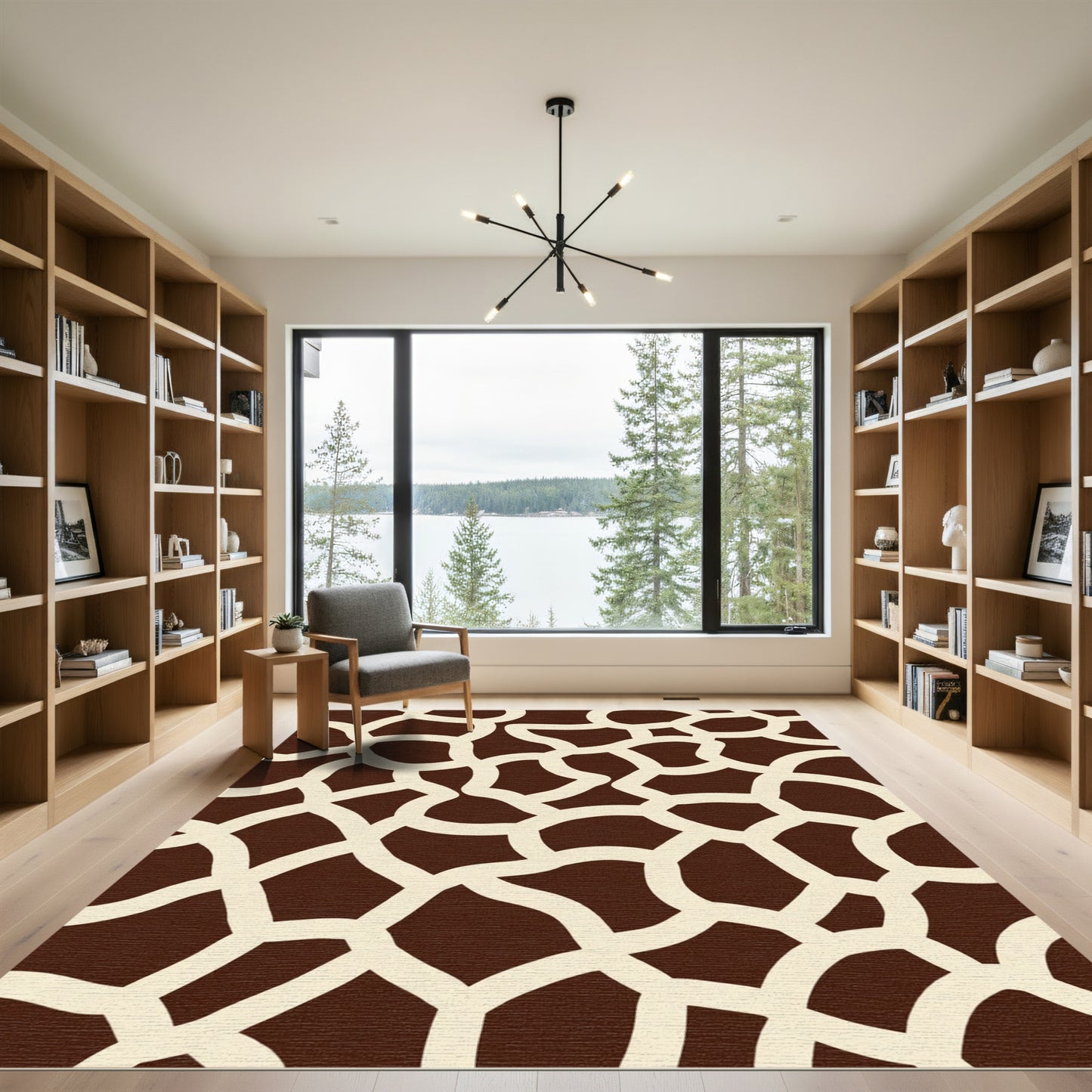 Brown Cream Irregular Patchwork Rug