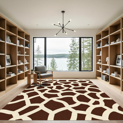 Brown Cream Irregular Patchwork Rug