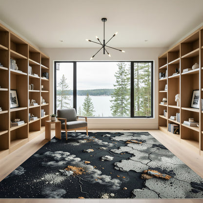Abstract Smoke Rock Debris Rug