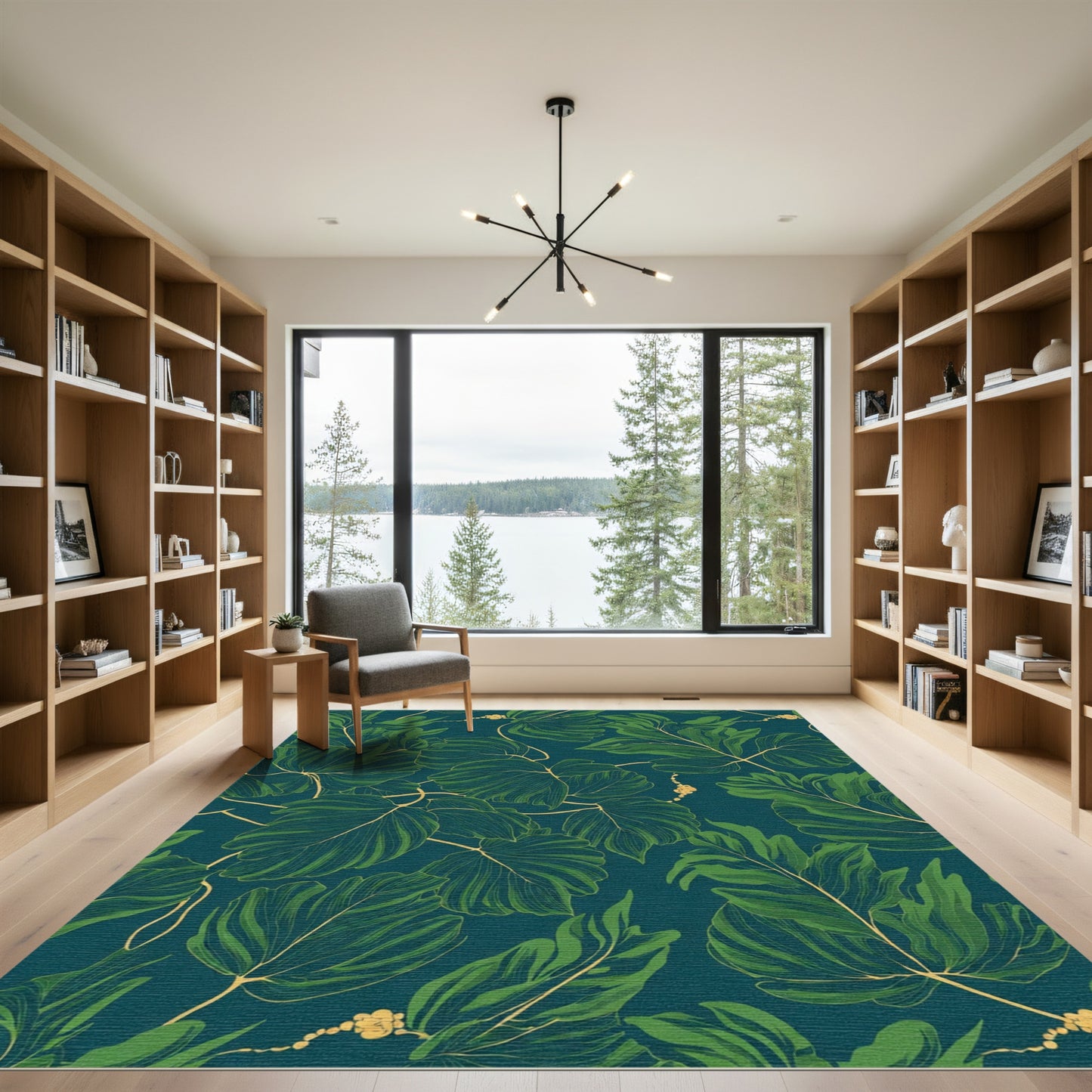 Deep Green Leafy Vine Artistry Rug