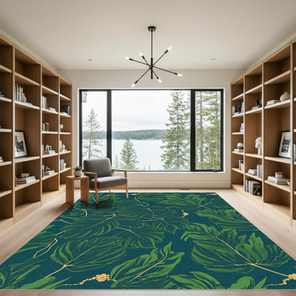 Deep Green Leafy Vine Artistry Rug