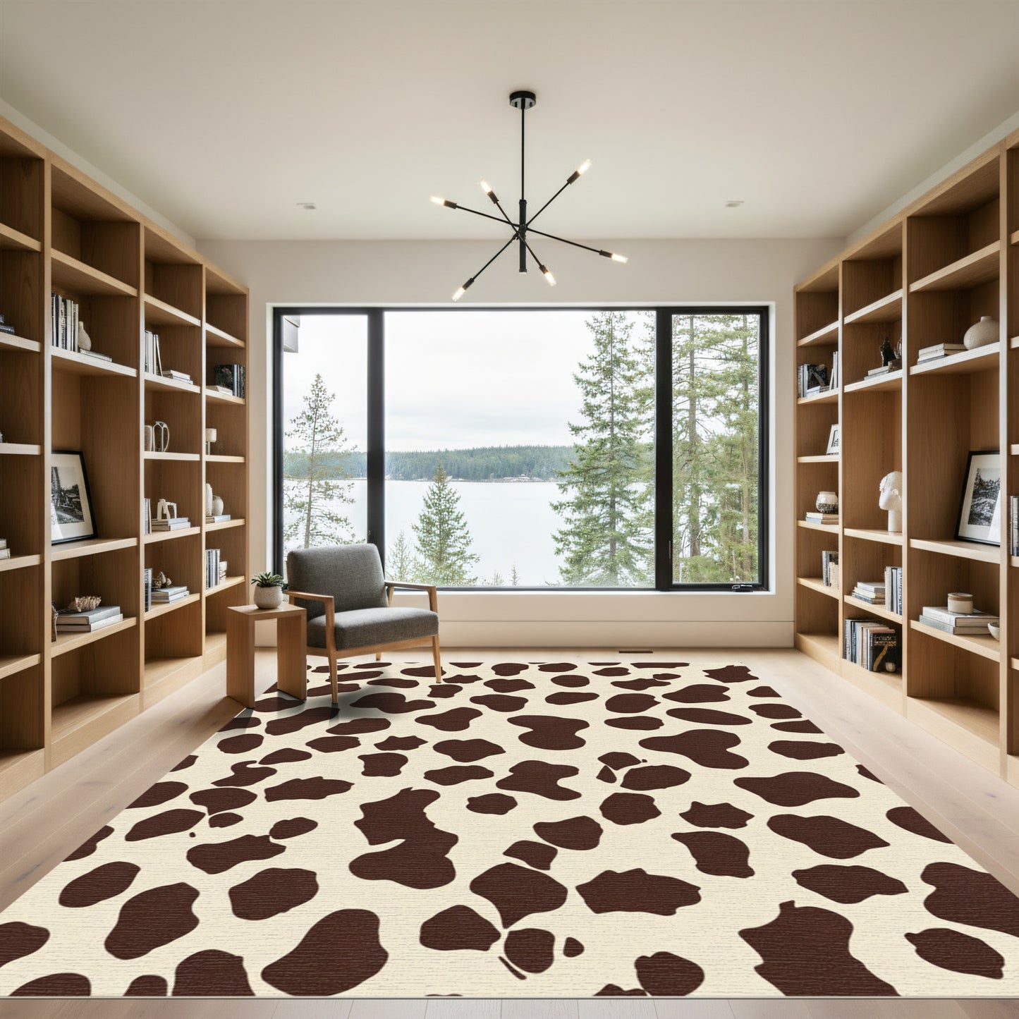 Cream and Brown Spotty Pattern Rug