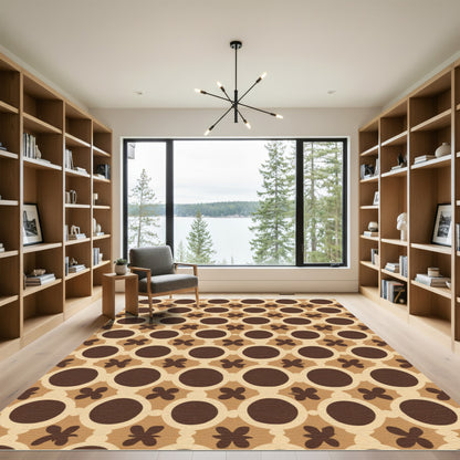 Earthy Circles and Quatrefoil Arrangement Rug