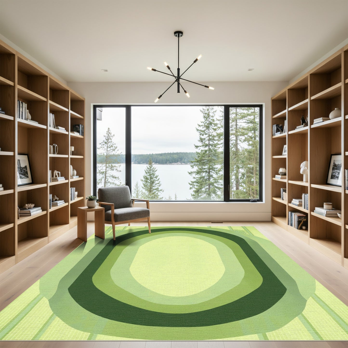 Abstract Green Oval Arch Rug