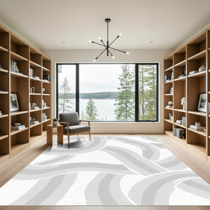 Monochromatic Gray Flowing Curves Rug