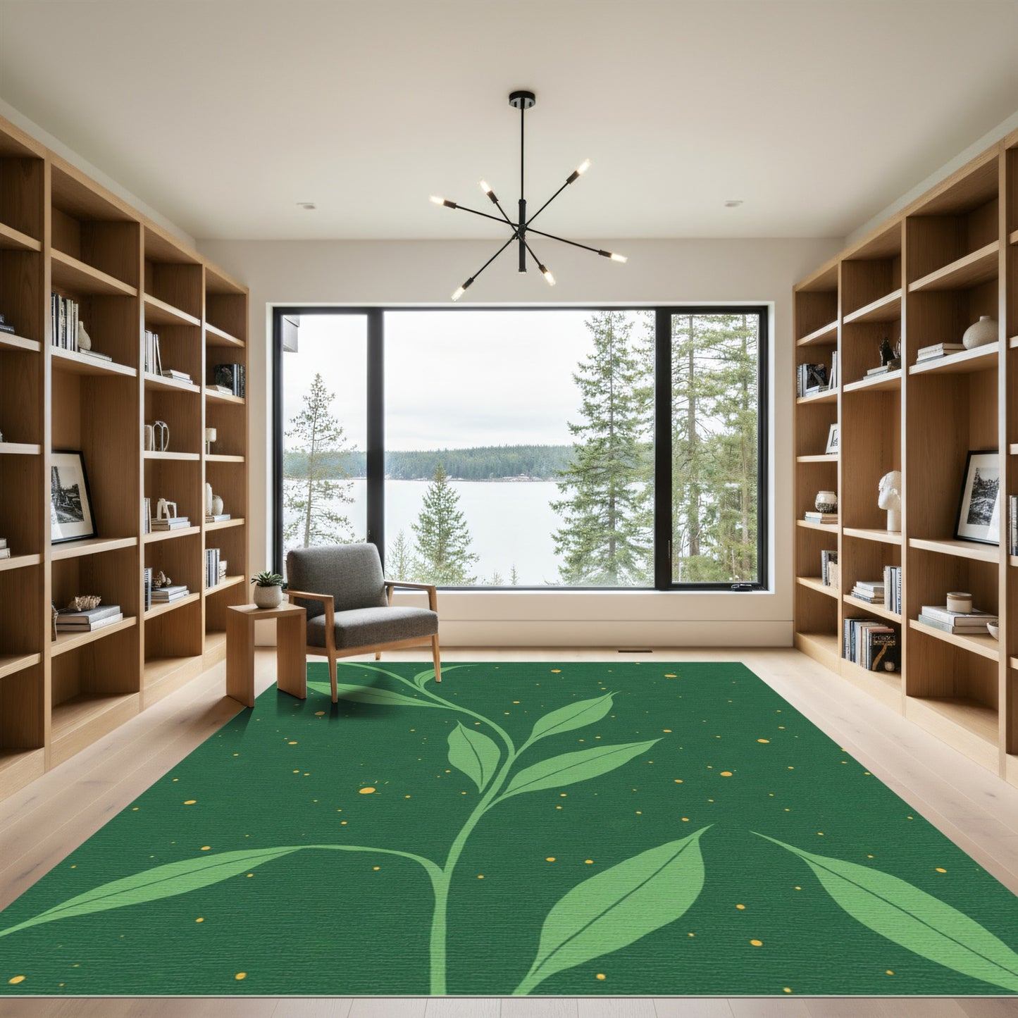 Emerald Vines With Golden Speckles Rug