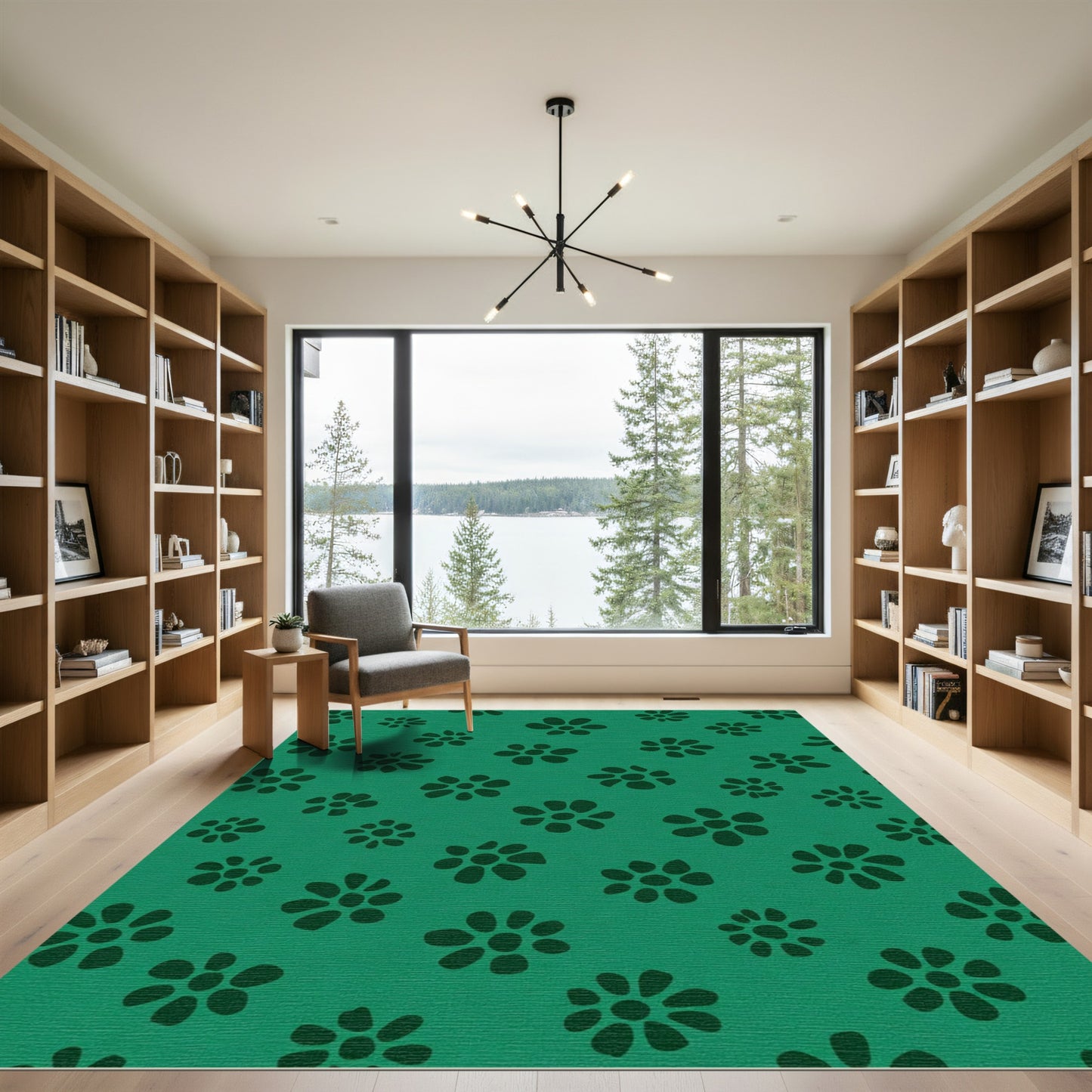 Deep Emerald Scattered Floral Rug