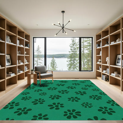 Deep Emerald Scattered Floral Rug