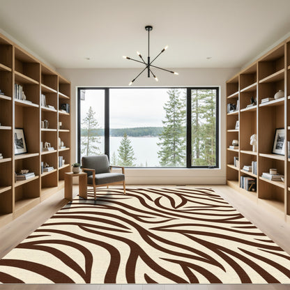 Brown Cream Zebra Stripe Rug