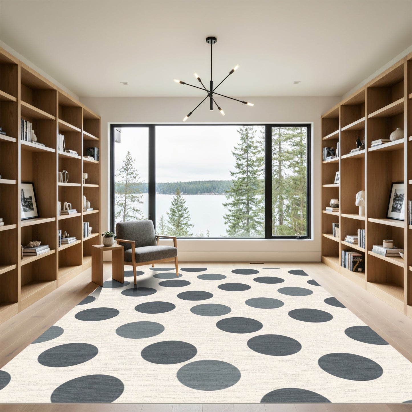 Neutral Gray Polka Dot Accent Rug