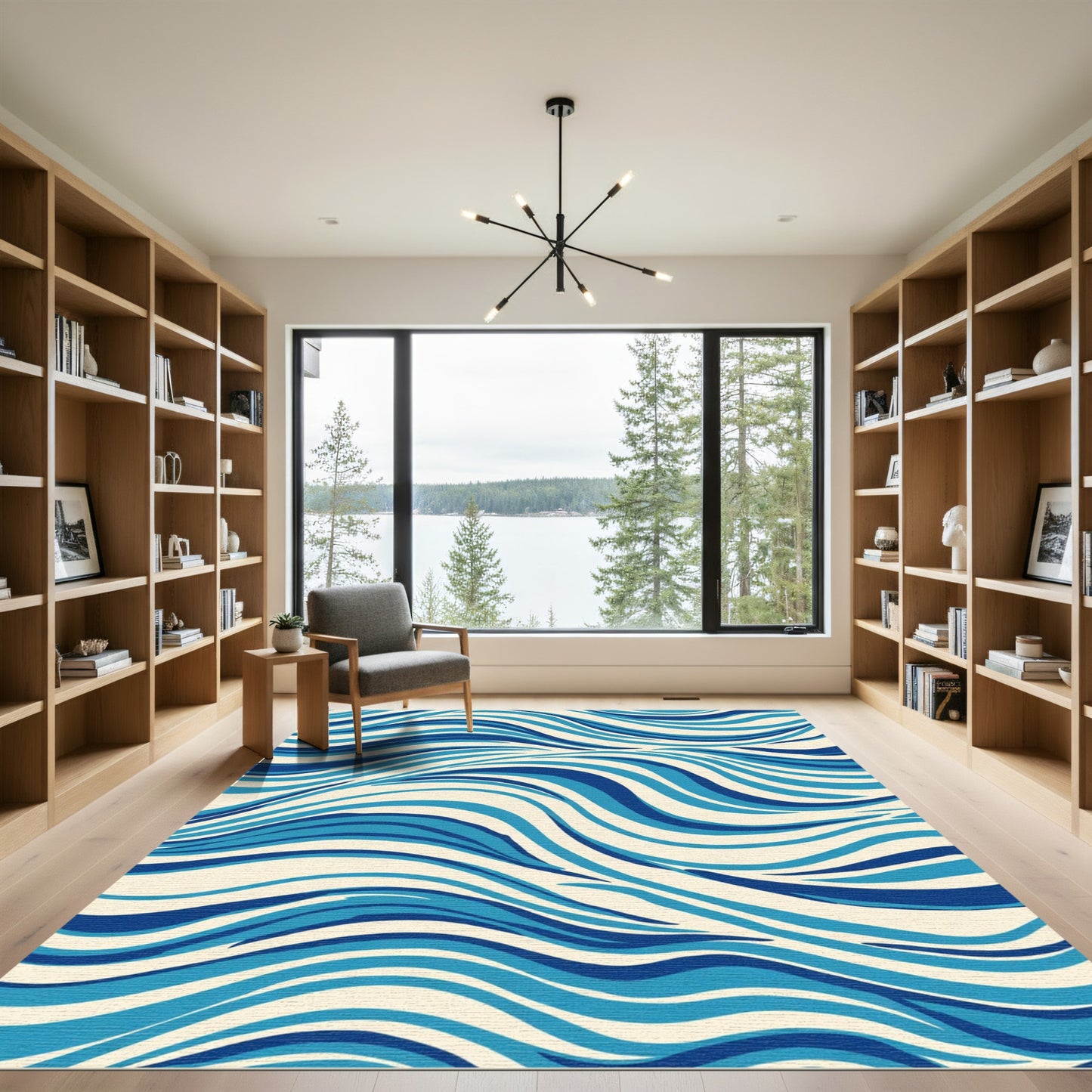 Oceanic Swirls Cream Waves Rug