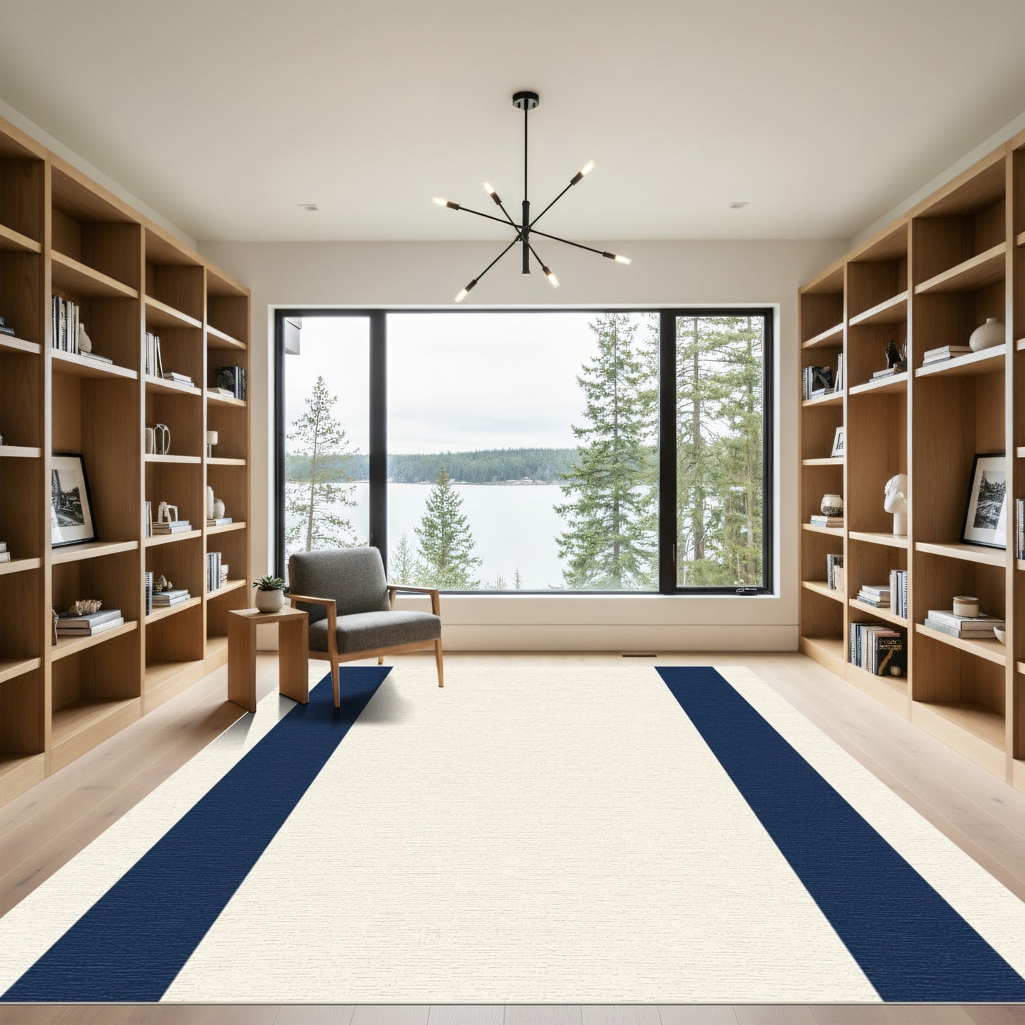 Creamy Blue Stripe Rug
