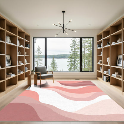 Coral Pink Gradient Wave Rug