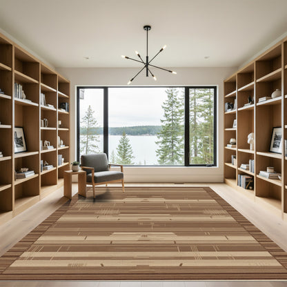 Earthy Tone Geometric Stripe Rug