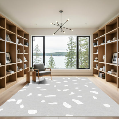 Modern Terrazzo Abstract White Specks Rug