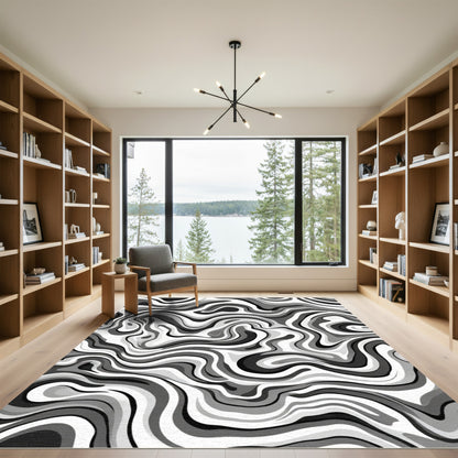 Monochromatic Swirl Abstract Waves Rug