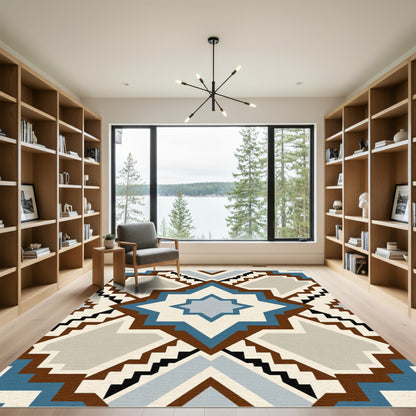 Geometric Starburst Aztec Brocade Rug