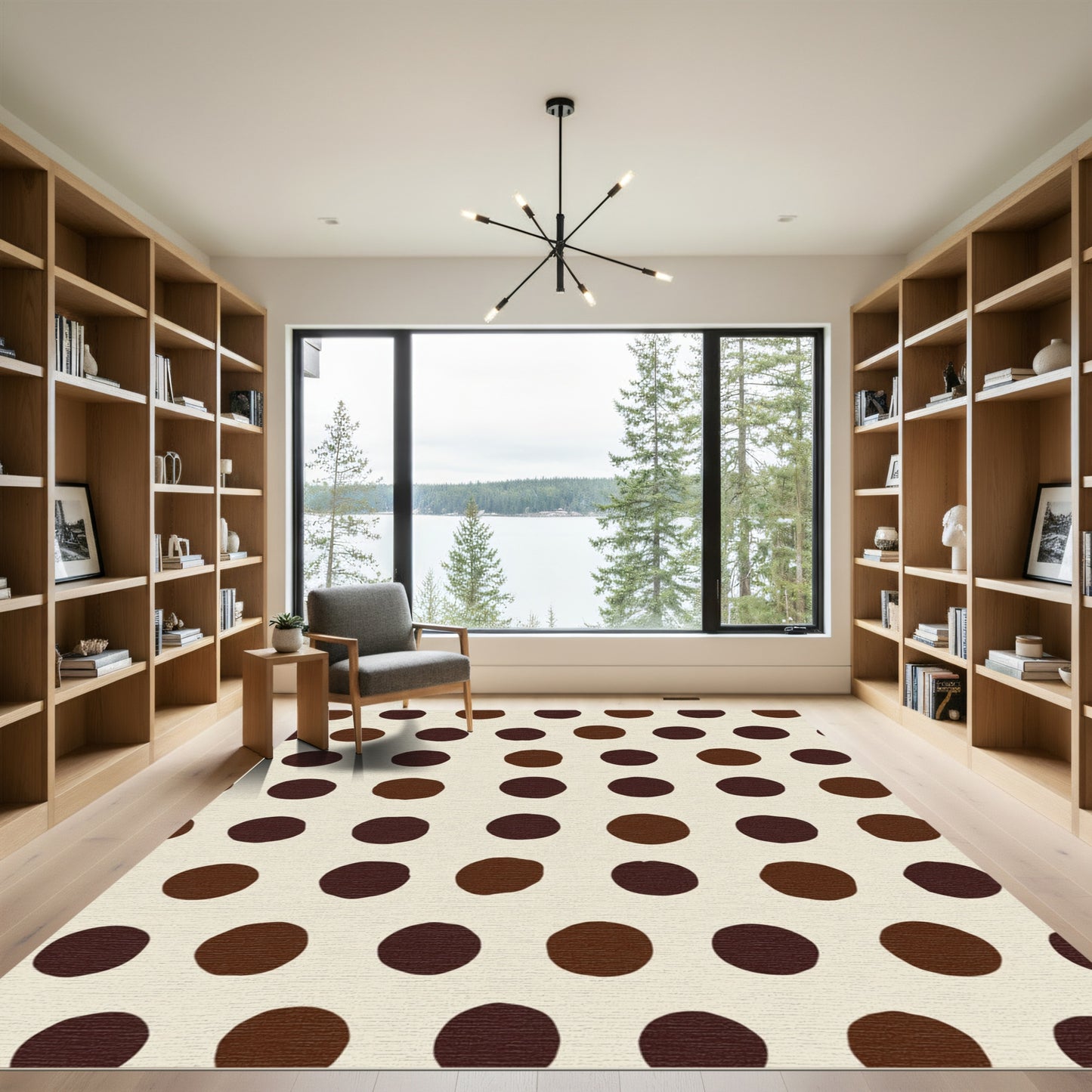 Brown Circles on Cream Background Rug