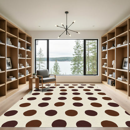 Brown Circles on Cream Background Rug