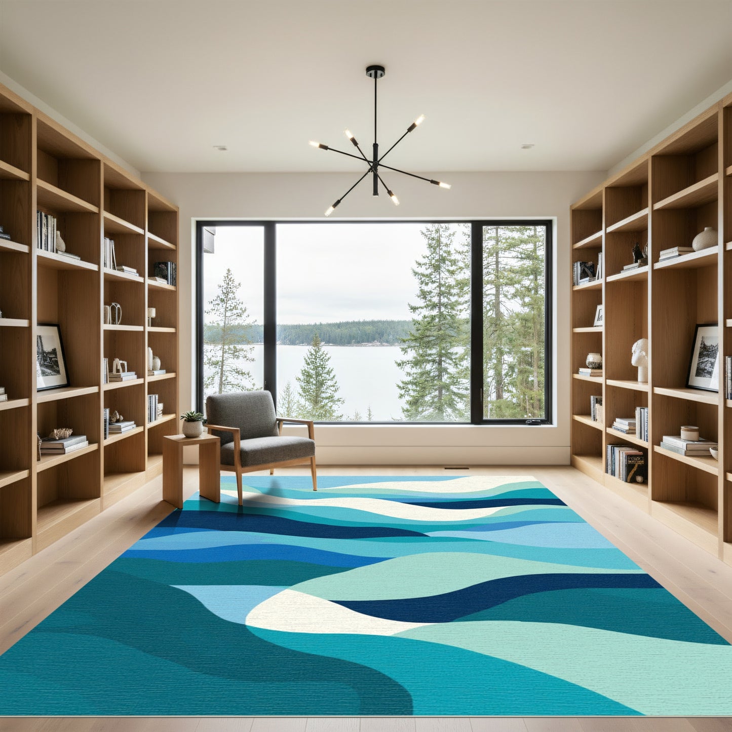 Oceanic Wave Abstract Swirl Rug