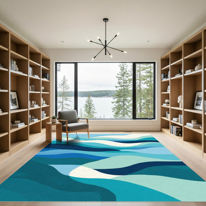 Oceanic Wave Abstract Swirl Rug
