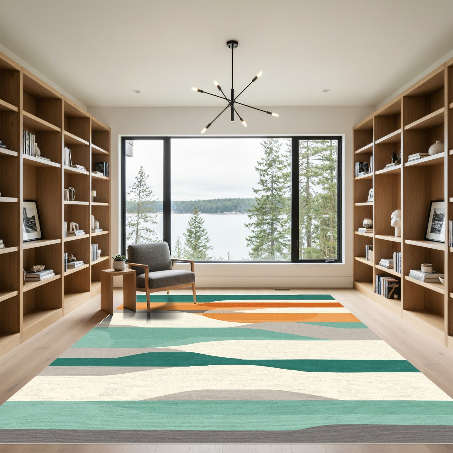 Terracotta Teal Abstract Horizon Rug
