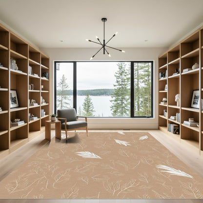 Neutral Background Feather Art Rug