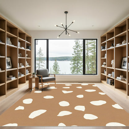 Terracotta White Abstract Pebble Rug