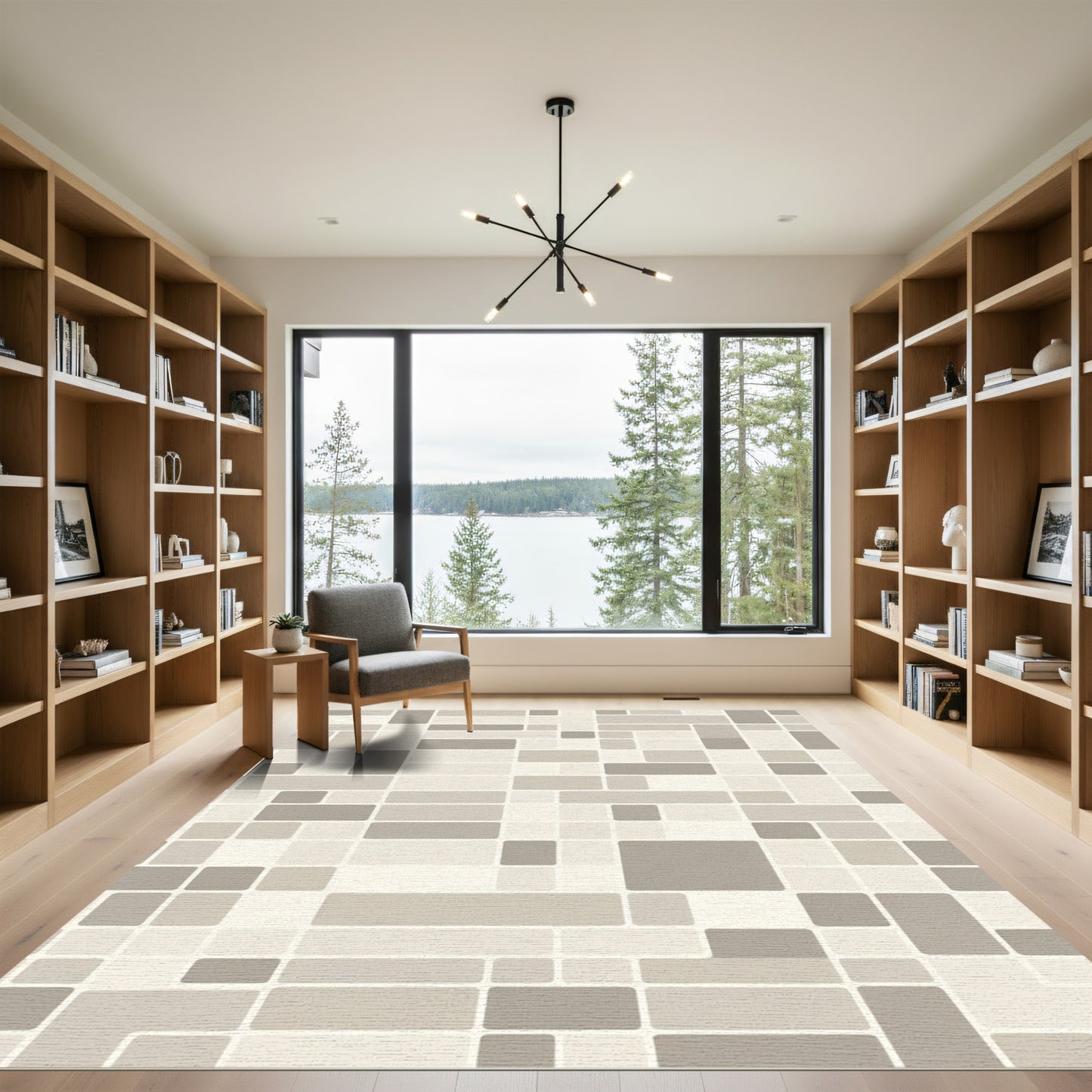Subtle Gray Rectangular Mosaic Rug