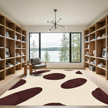 Dark Brown Spots Cream Field Rug