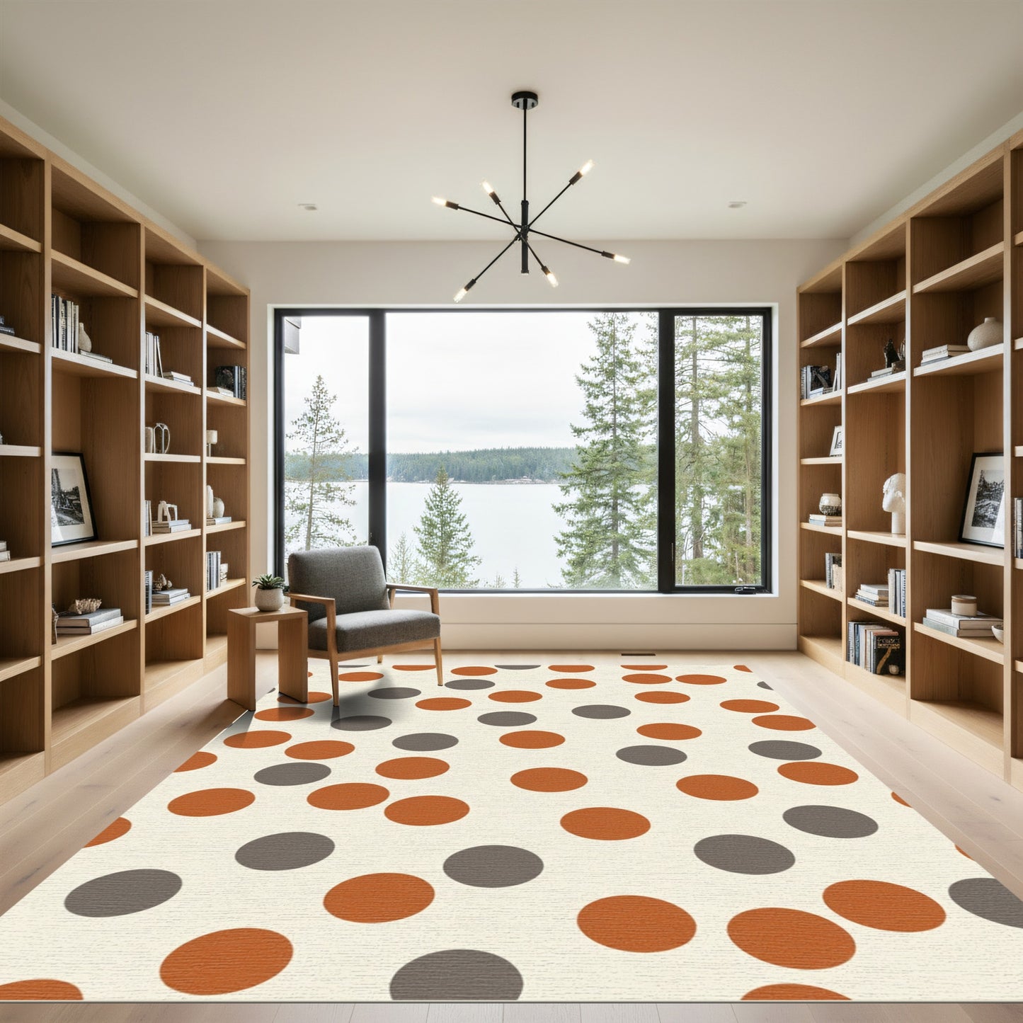 Terracotta Gray Polka Dot Scatter Rug