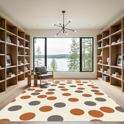 Terracotta Gray Polka Dot Scatter Rug