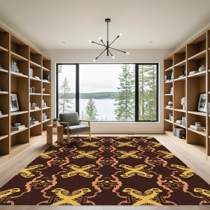 Rich Ochre Abstract Brocade Rug