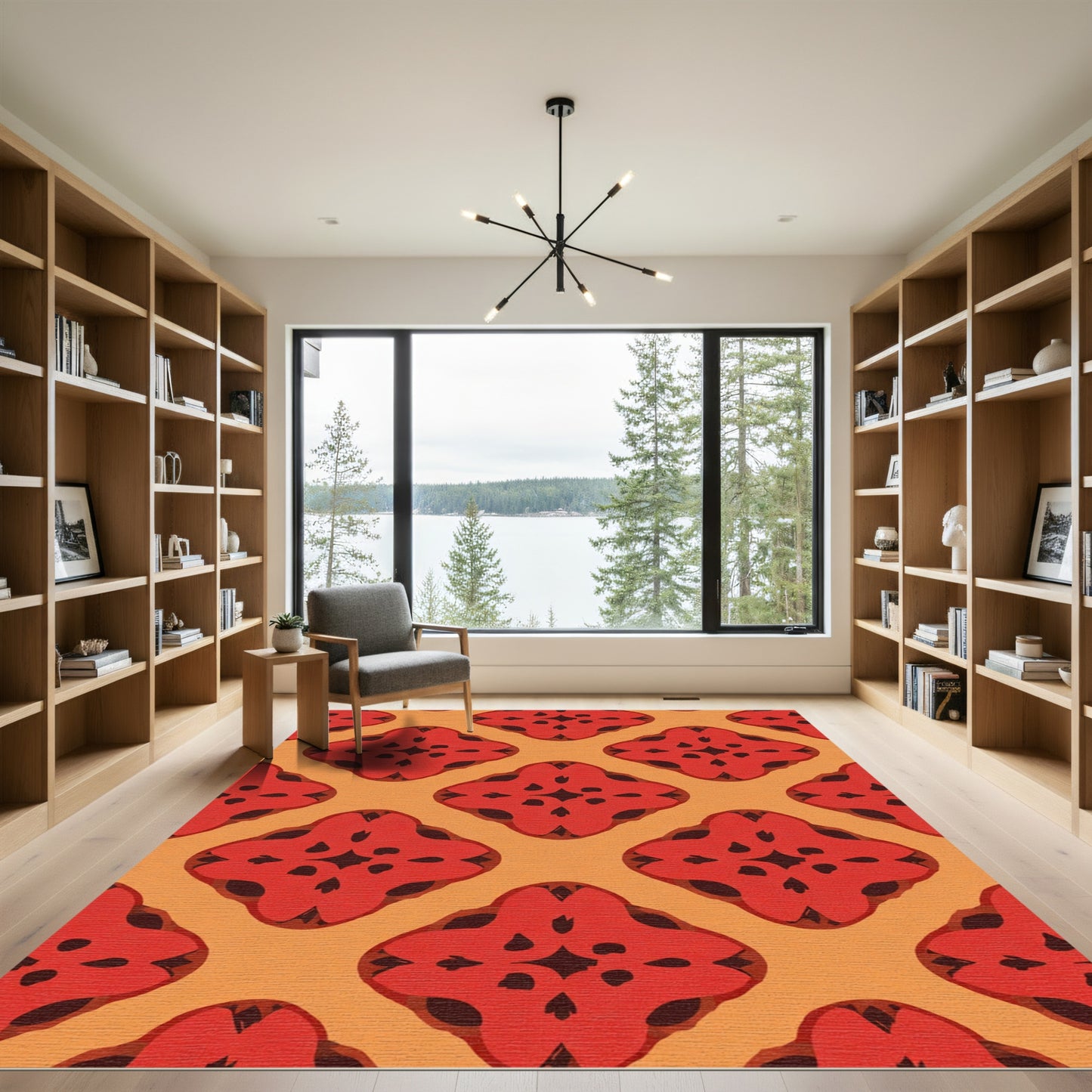Red Warm Abstract Quatrefoil Rug