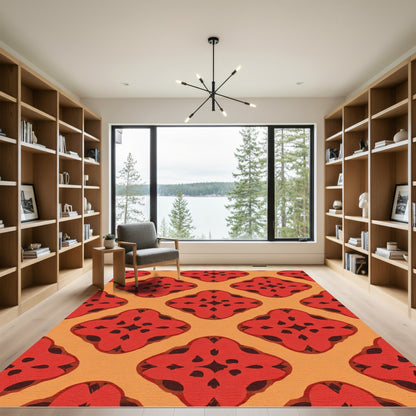 Red Warm Abstract Quatrefoil Rug