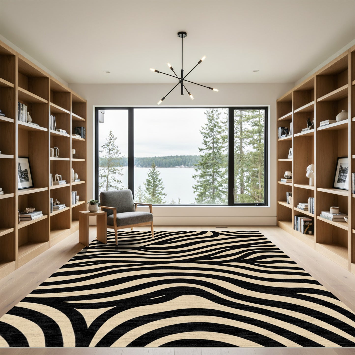 Black Natural Zebra Stripe Rug
