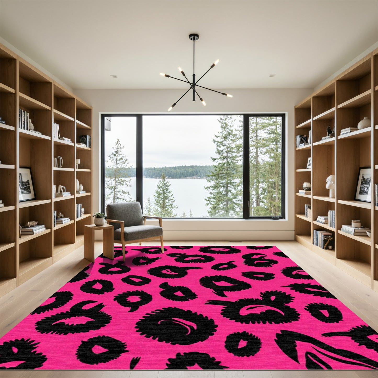 Bold Pink Black Leopard Spot Rug