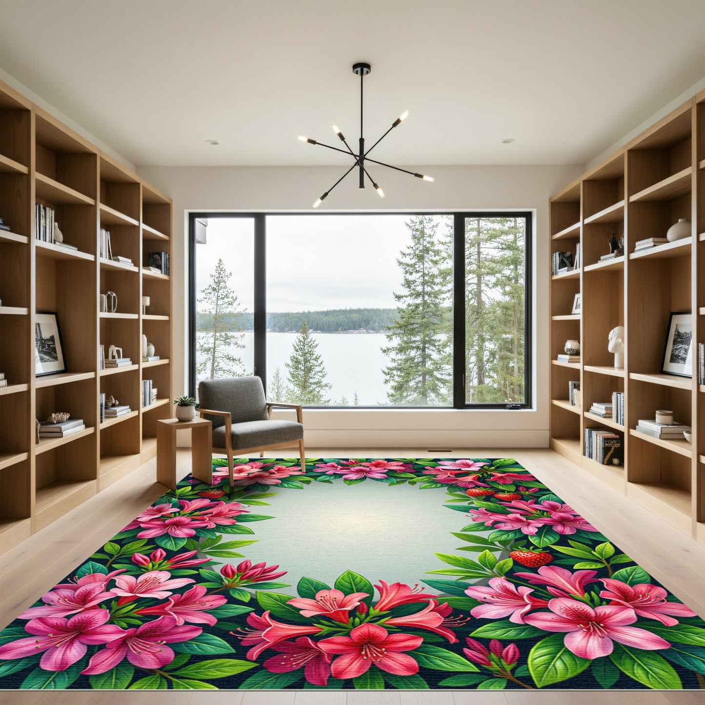 Pink Azalea Berry Floral Garland Rug