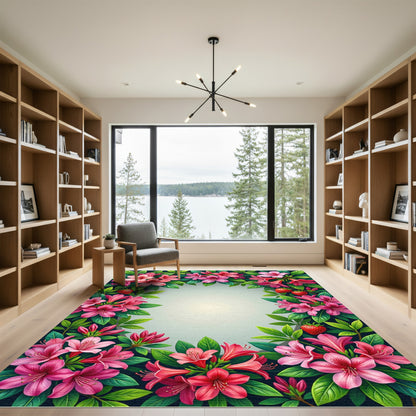 Pink Azalea Berry Floral Garland Rug