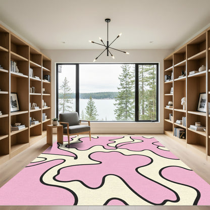 Pink Cream Cloud Abstract Flow Rug