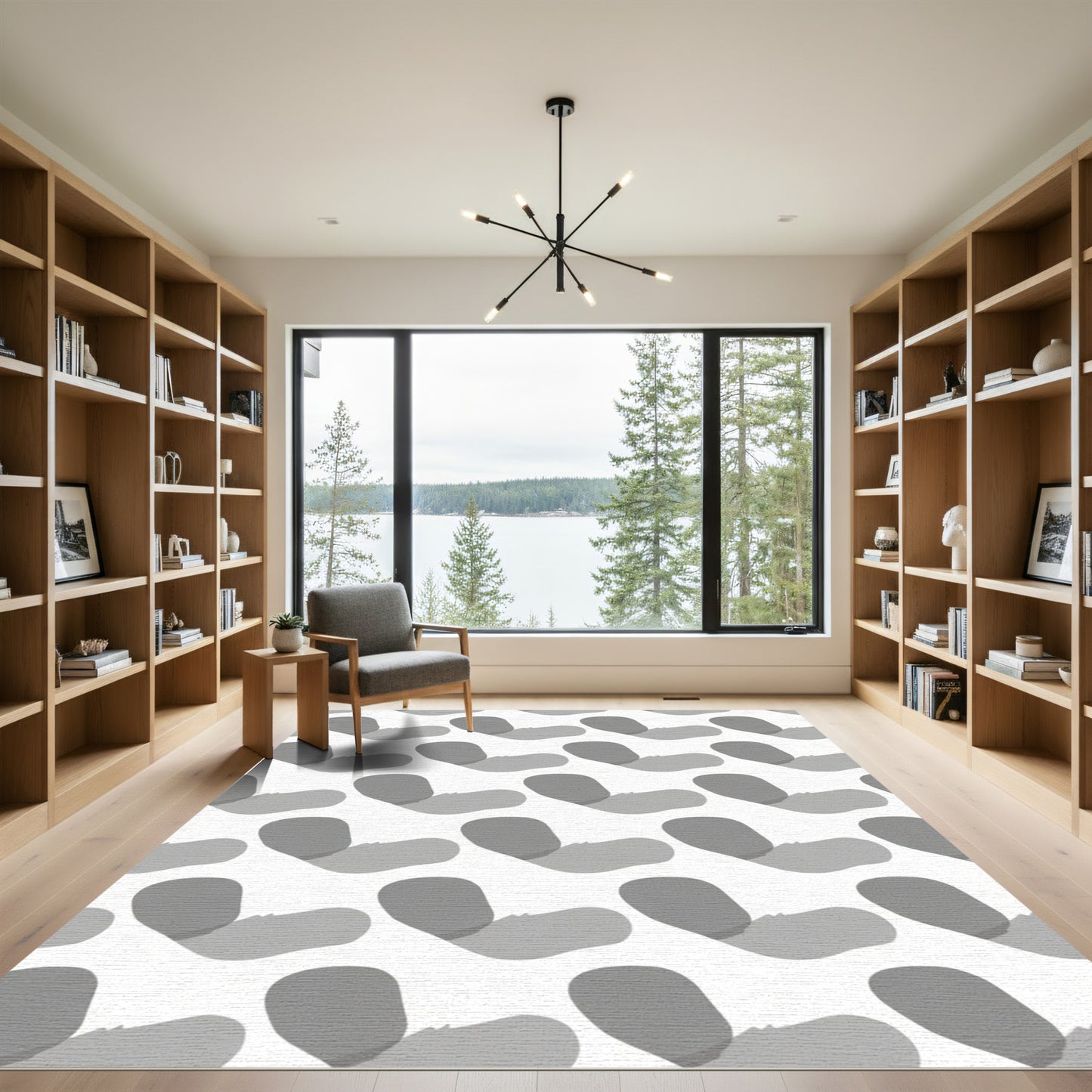 Monochromatic Wavy Heart Grid Rug