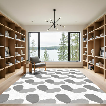 Monochromatic Wavy Heart Grid Rug