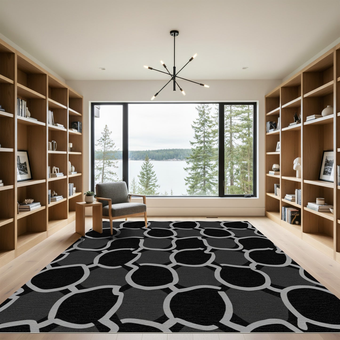 Monochromatic Organic Chain Link Rug
