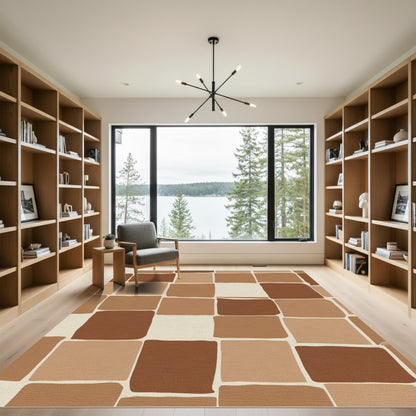 Earthy Brown Tones Square Mosaic Rug