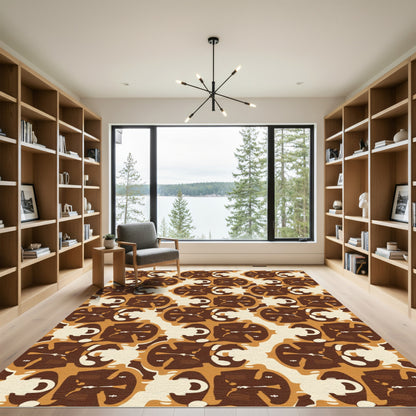 Rich Coffee Cream Abstract Flow Rug