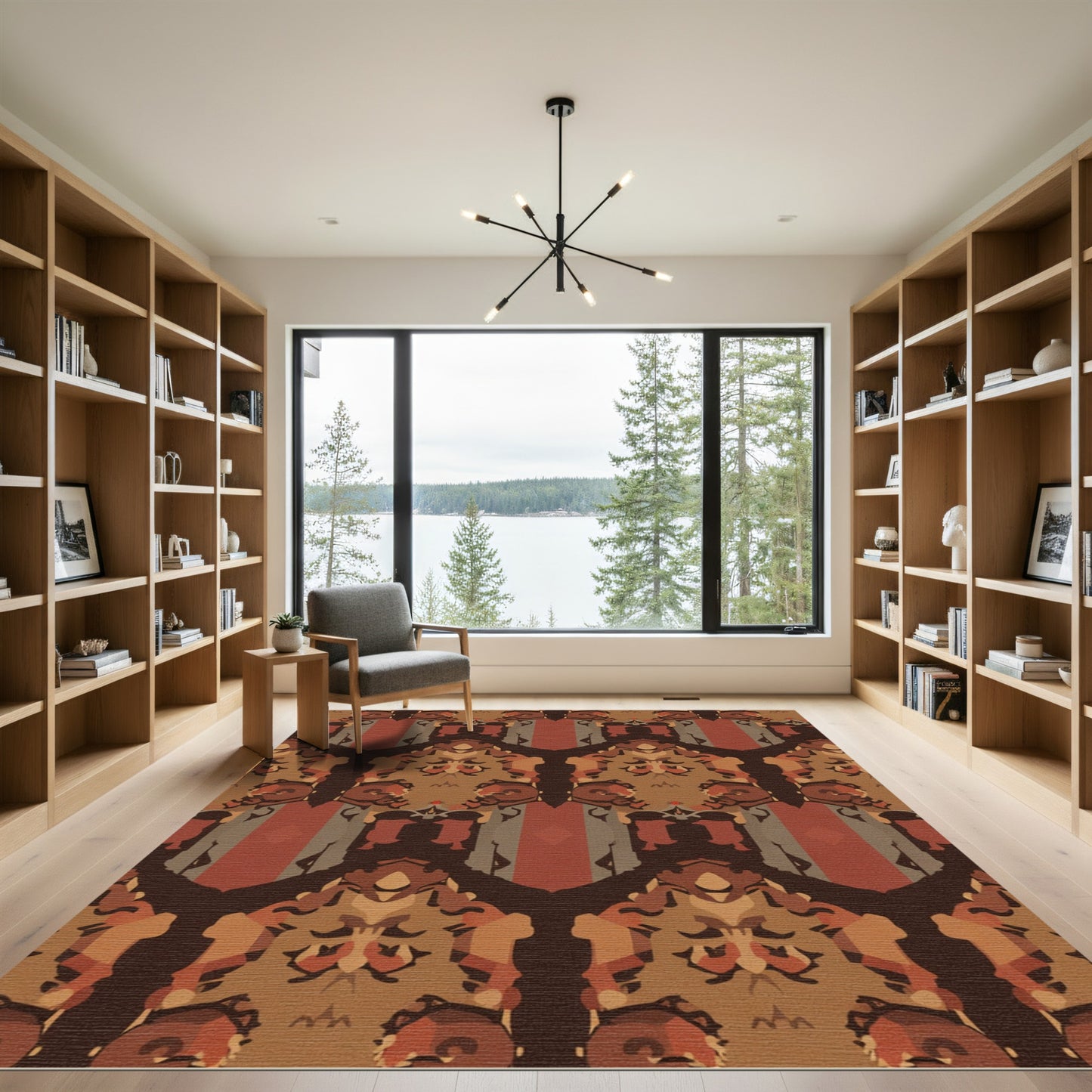 Earthy Tones Symmetrical Geometric Pattern Rug