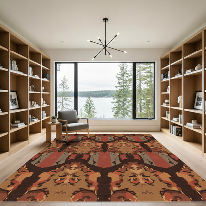 Earthy Tones Symmetrical Geometric Pattern Rug